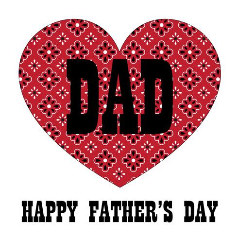 Grafico di tipografia di festa del papà con cuore rosso bandana vettore