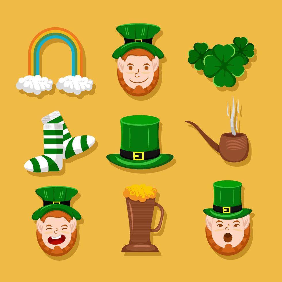 collezione di set di icone leprechaun vettore