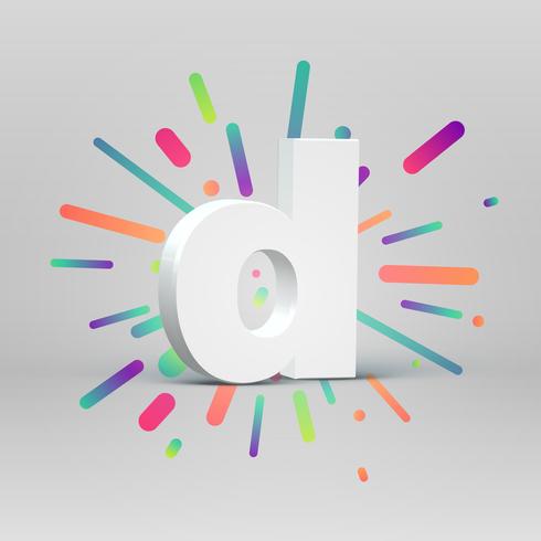 Personaggio 3D da un fontset con sfondo colorato, vector illustartion