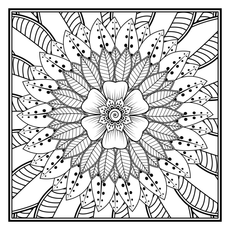 motivo circolare a forma di mandala per henné, mehndi, tatuaggio, decorazione. ornamento decorativo in stile etnico orientale. pagina del libro da colorare. vettore