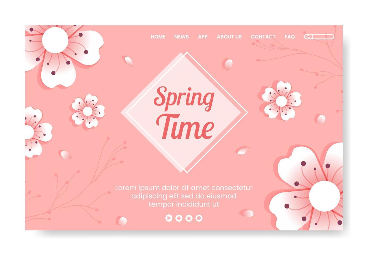 primavera con fiori di sakura in fiore modello di pagina di destinazione illustrazione piatta modificabile di sfondo quadrato per social media o biglietto di auguri vettore