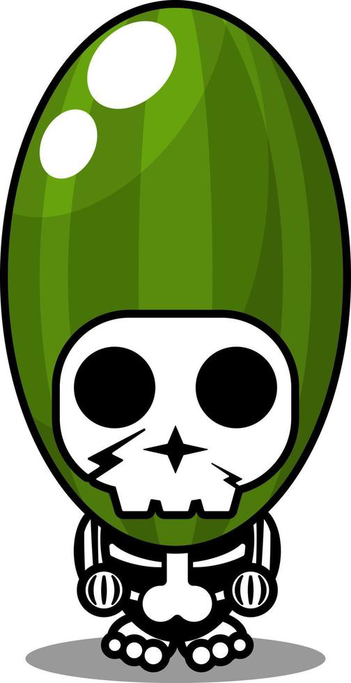 vettore personaggio dei cartoni animati carino cetriolo vegetale teschio costume mascotte umana