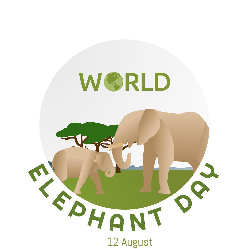 illustrazione vettoriale della giornata mondiale dell'elefante