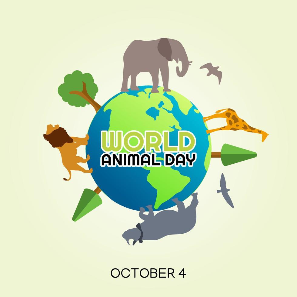 illustrazione vettoriale della giornata mondiale degli animali