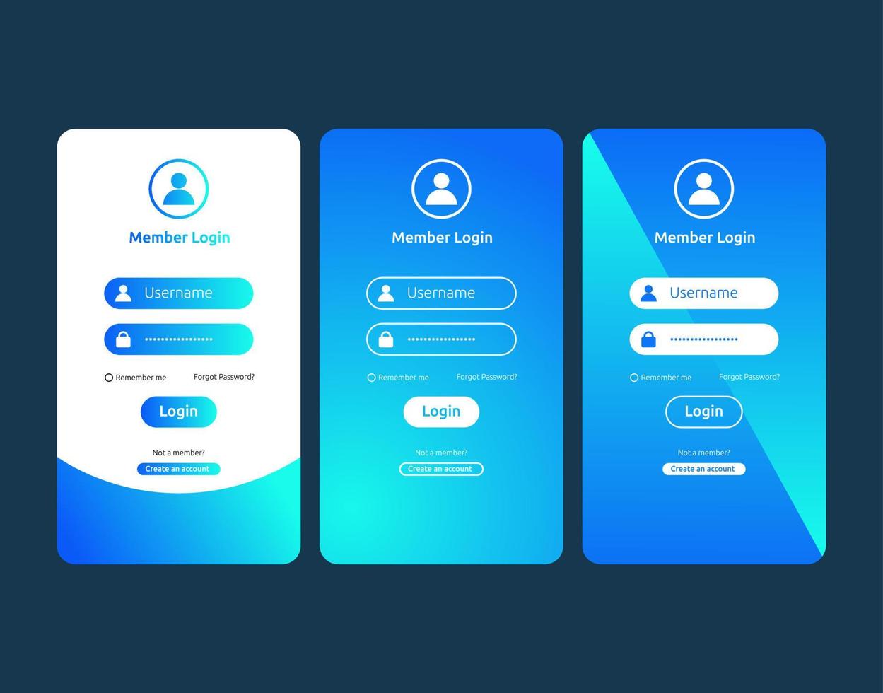 disegno vettoriale del modulo di accesso del kit dell'interfaccia utente