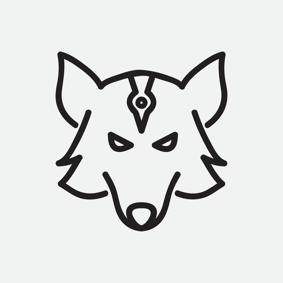 disegno del logo della linea del viso del lupo della mitologia vettore