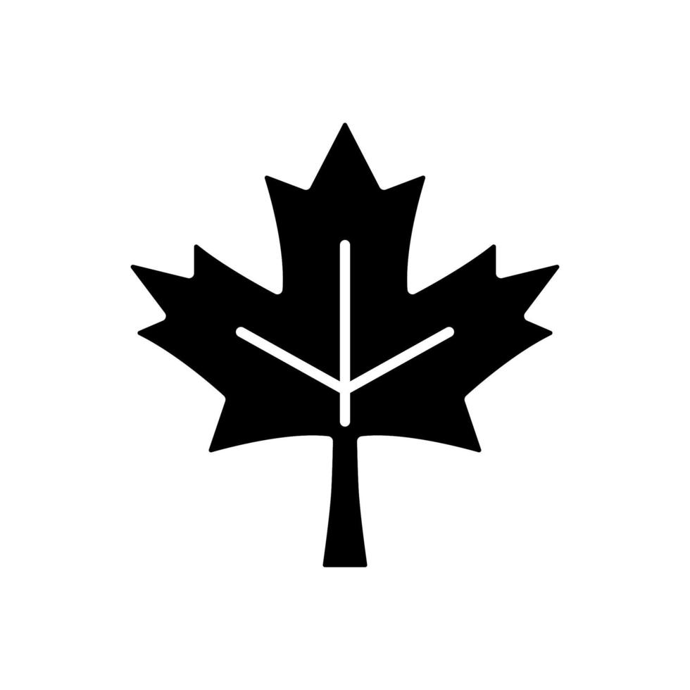 icona del glifo nero foglia d'acero. simbolo di uso comune del Canada. segno storico. elemento centrale della bandiera nazionale canadese. simbolo della siluetta su spazio bianco. illustrazione vettoriale isolato