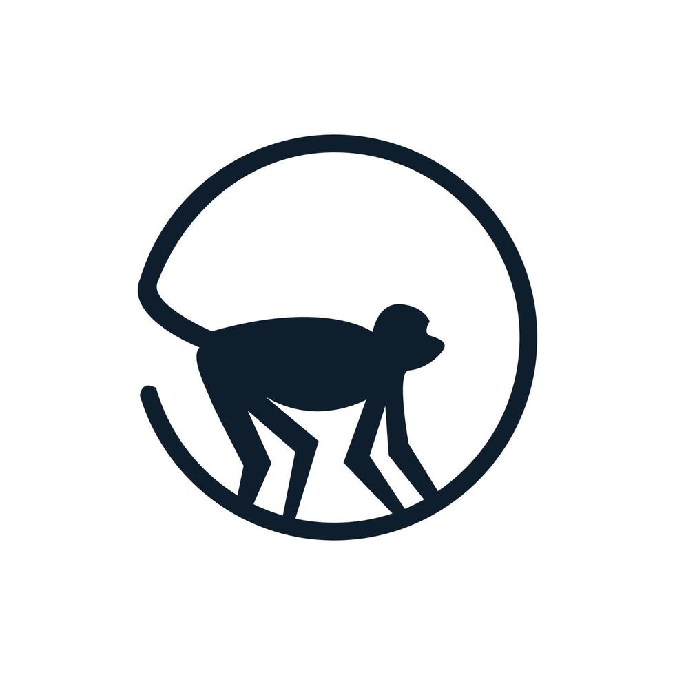 disegno del logo della scimmia della coda del cerchio vettore