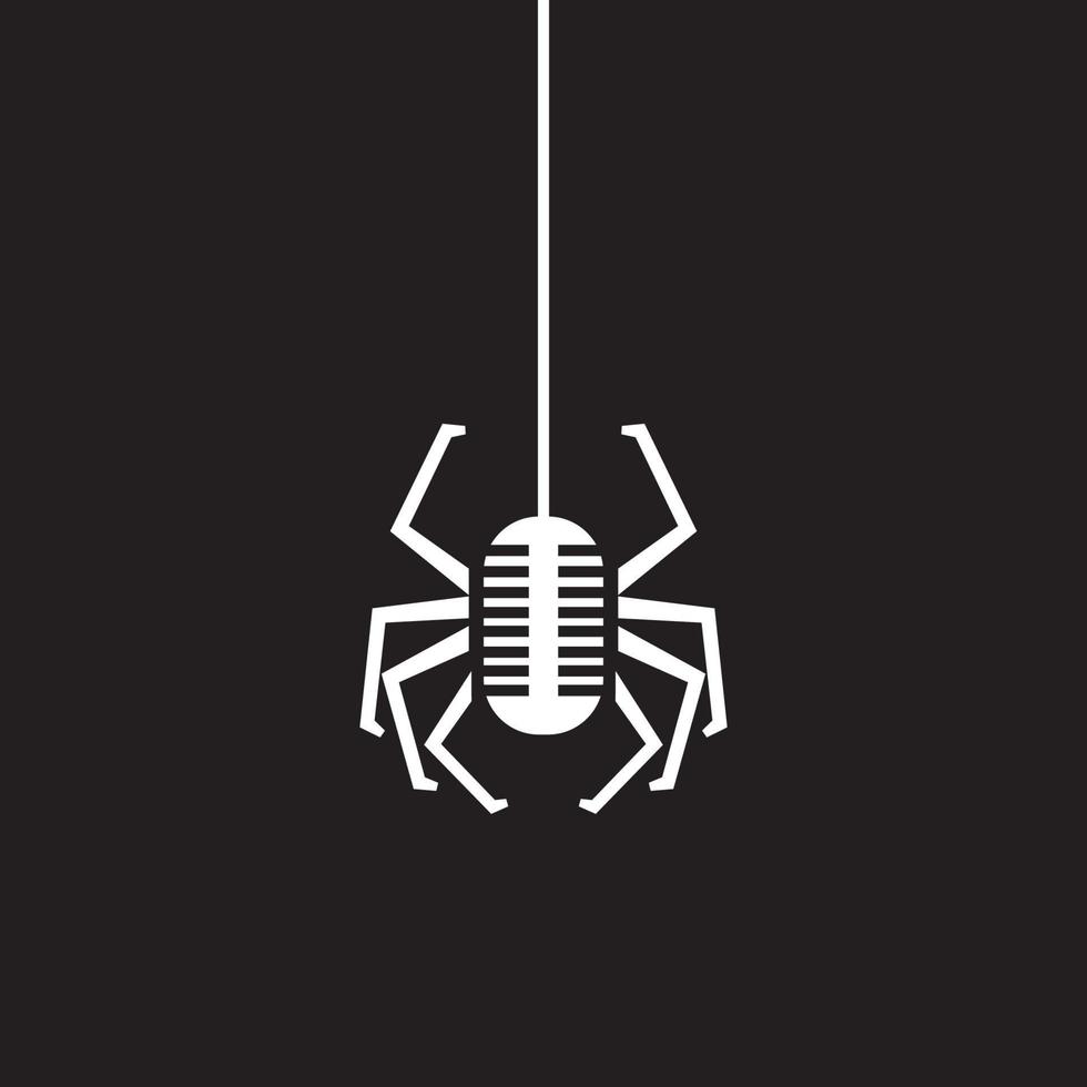 design del logo di ragno e musica da record vettore