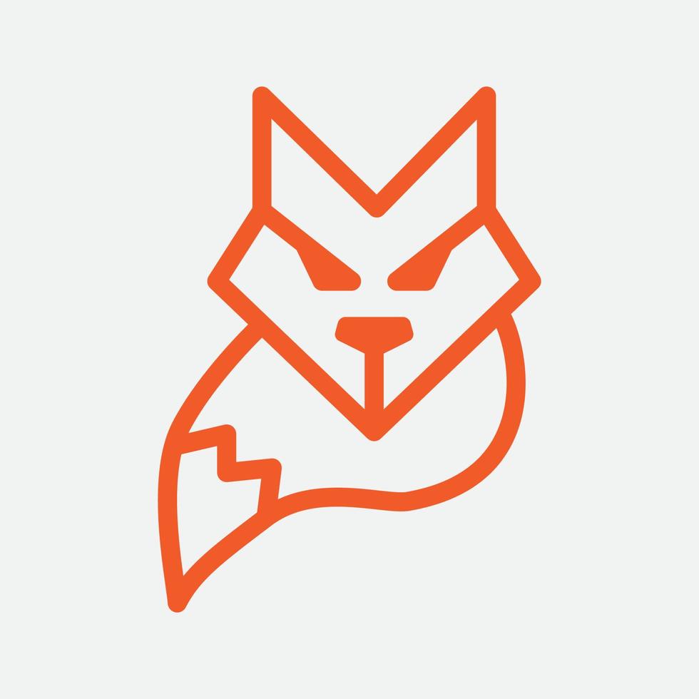 design del logo minimalista della linea di volpe e coda vettore