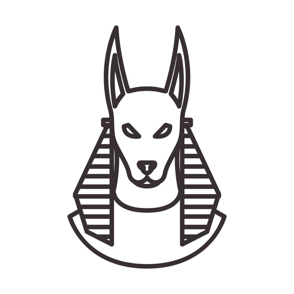disegno dell'illustrazione dell'icona del simbolo del vettore del logo delle linee del cane di egitto anubis