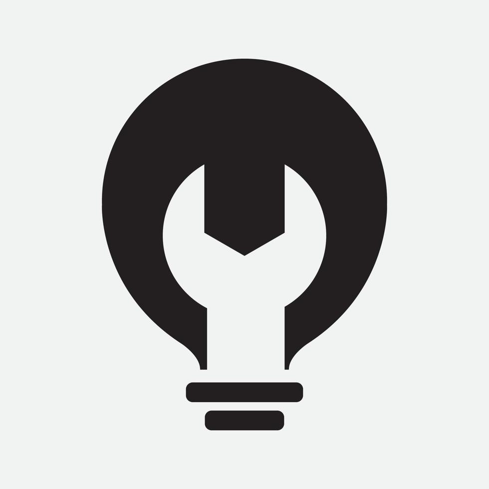 meccanico e lampada per idea design moderno logo silhouette vettore