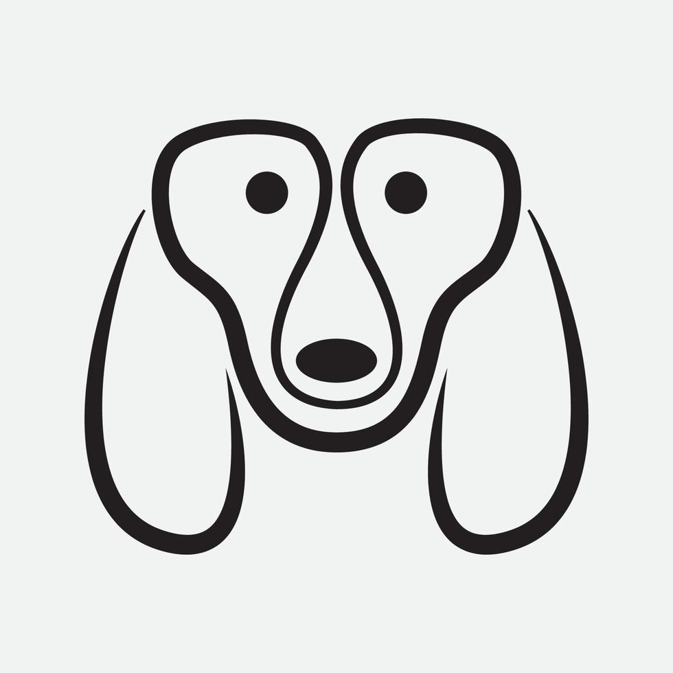 Basset hound dog line testa faccia logo design icona mascotte vettore
