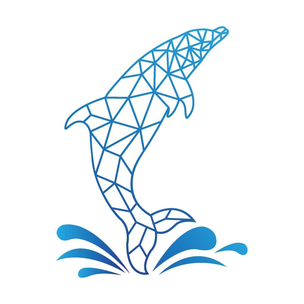 modello di progettazione del logo della tecnologia delfino vettore