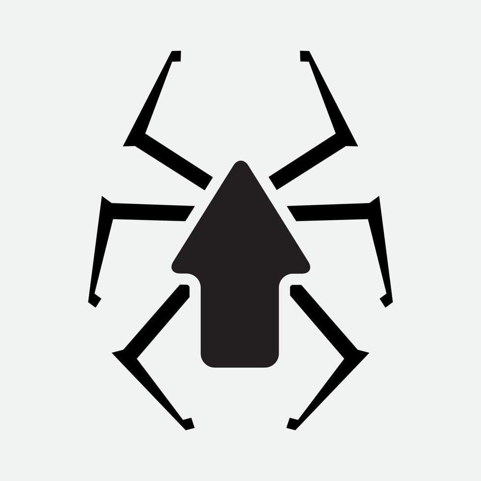 ragno su icona logo design silhouette vettore