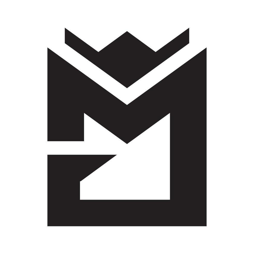 lettera mj e jm con design del logo della corona vettore