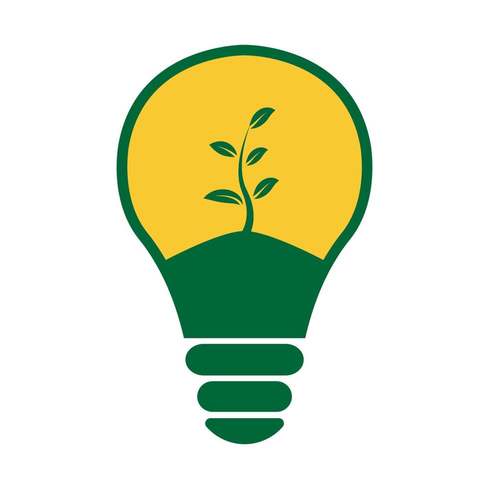 pianta o albero con il disegno dell'illustrazione dell'icona del simbolo del vettore del logo della lampada