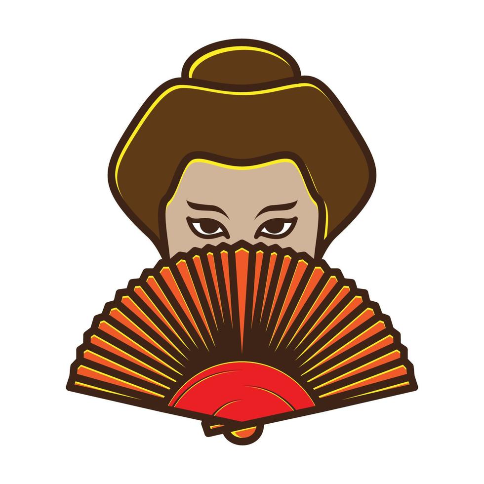 disegno dell'illustrazione dell'icona di vettore del simbolo del logo del Giappone delle donne della geisha dell'annata