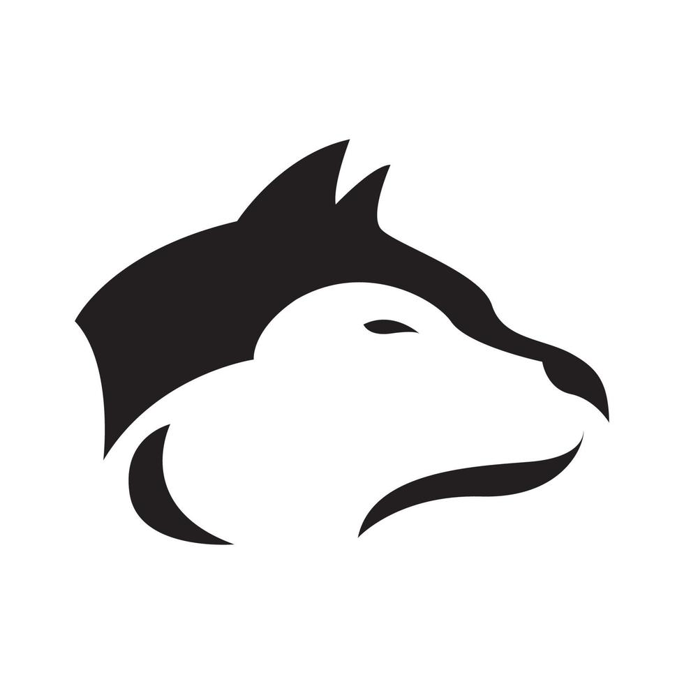 testa di animale lupo nero o cane husky siberiano logo vettore simbolo icona illustrazione design
