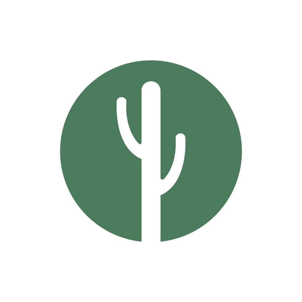 cactus su cerchio silhouette logo design fiore moderno vettore