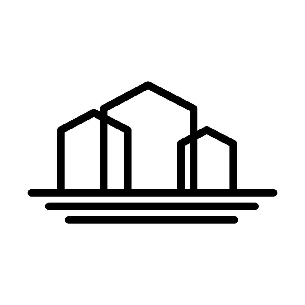 tre design del logo di fabbrica o casa o edificio immobiliare vettore