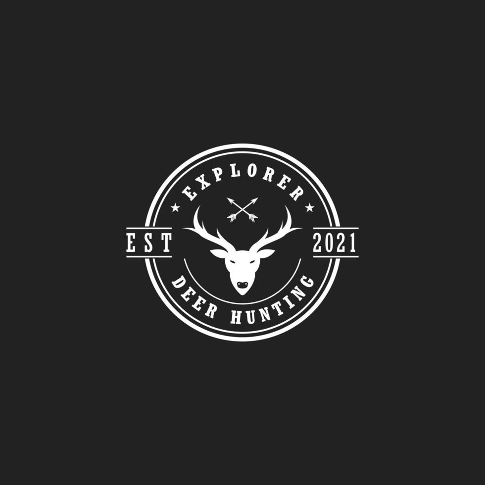 modello di logo di caccia al cervo in bianco e nero vettore