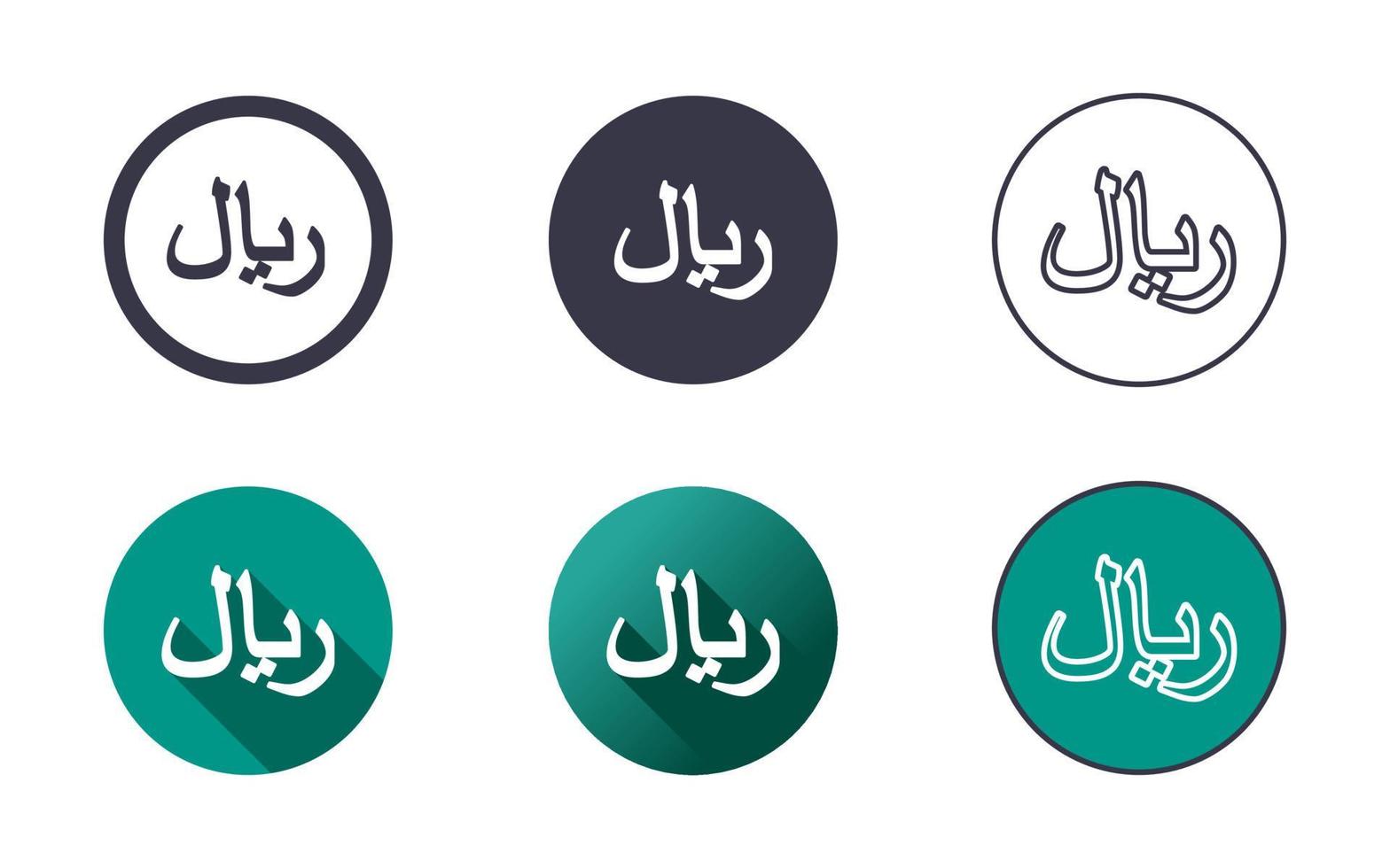 set di icone simbolo riyal saudita vettore
