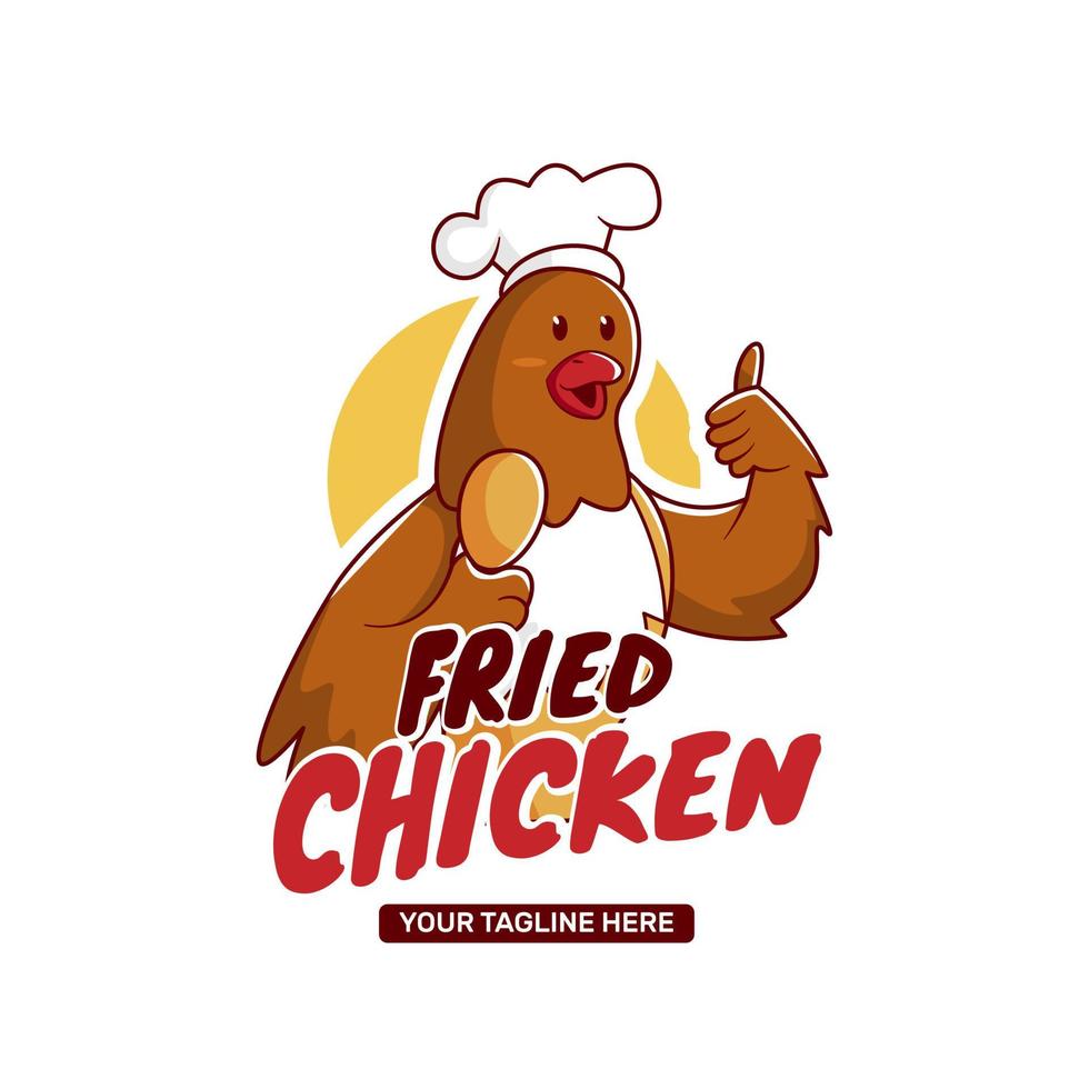 logo di pollo fritto per attività di ristorazione vettore
