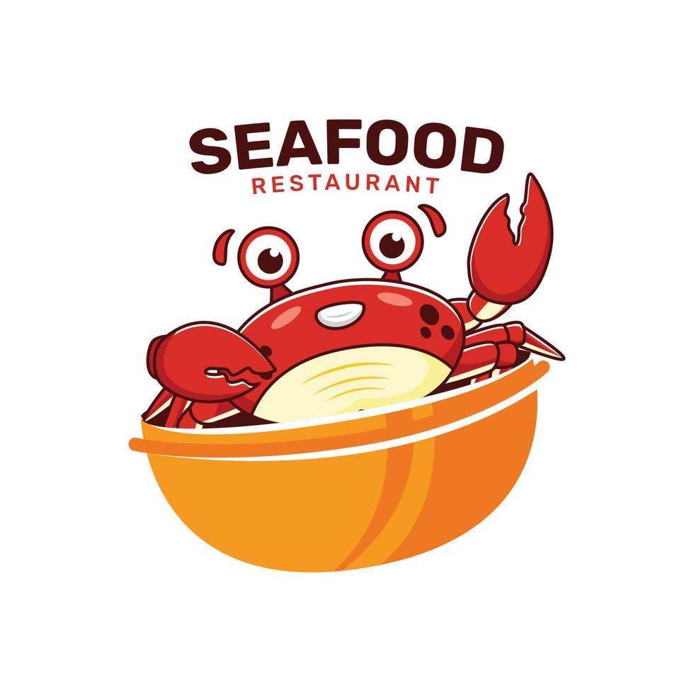 modello di logo del ristorante di pesce con granchio vettore