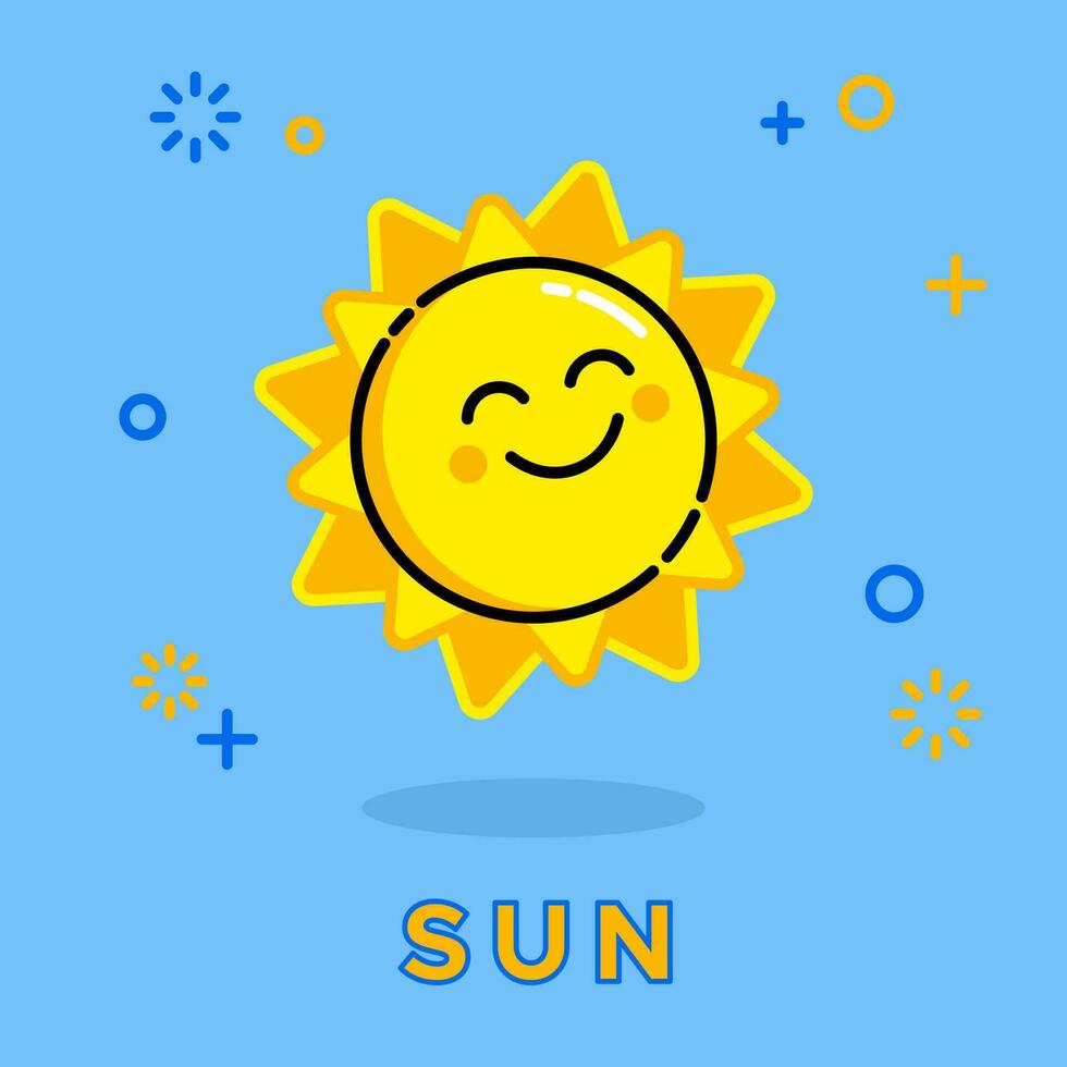 illustrazione grafica vettoriale del sole sorridente. perfetto per eventi o prodotti per bambini come vitamine, latte, ecc.