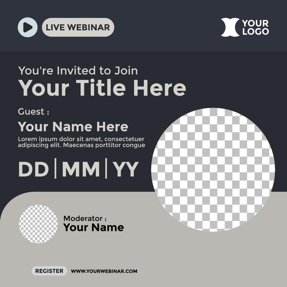 progettazione di poster per webinar per i social media. locandina dell'evento webinar vettore