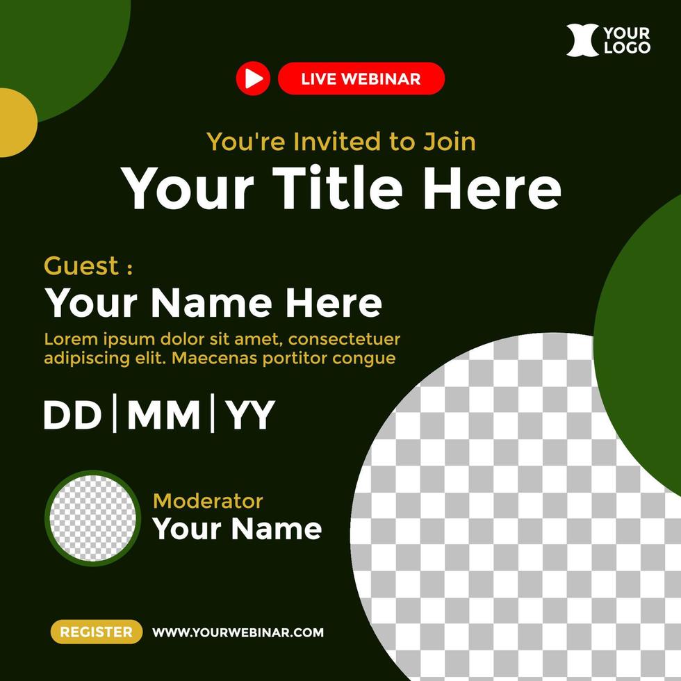 progettazione di poster per webinar per i social media. locandina dell'evento webinar vettore