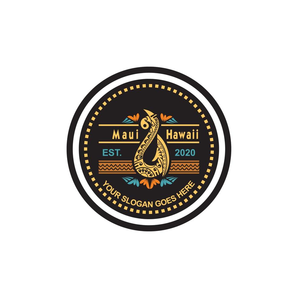 maui hawaiano coda di pesce logo, logo hawaiano vettore