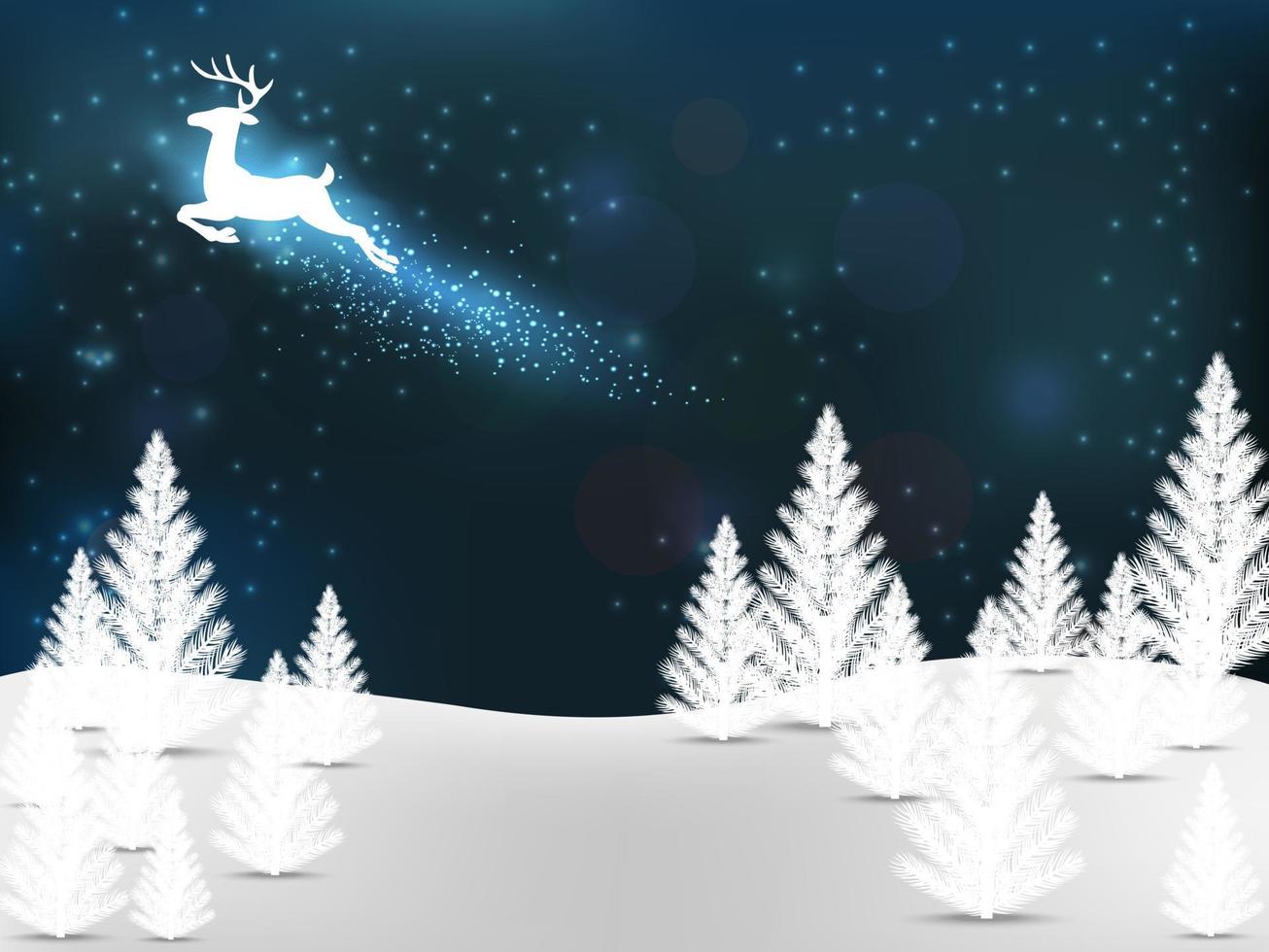 bellissimo sfondo di Natale con le renne vettore