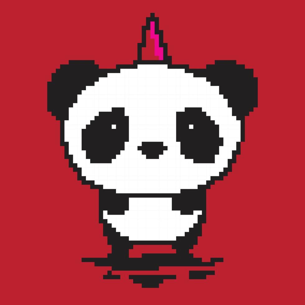 panda pixel art vettore