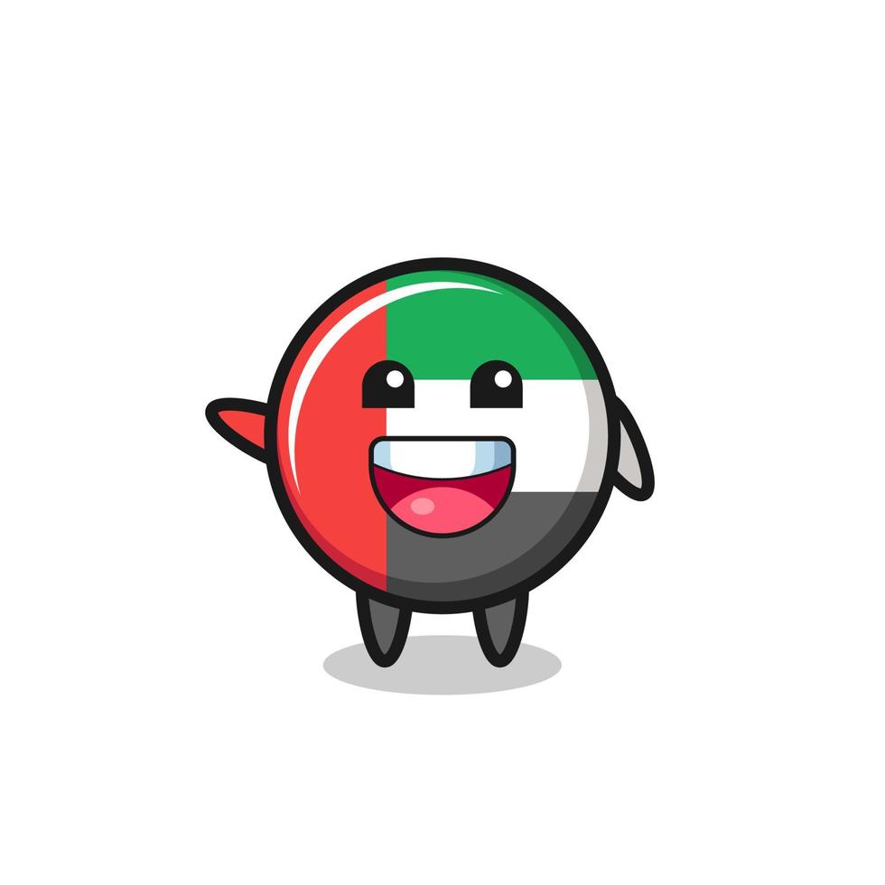 felice bandiera degli Emirati Arabi Uniti simpatico personaggio mascotte vettore