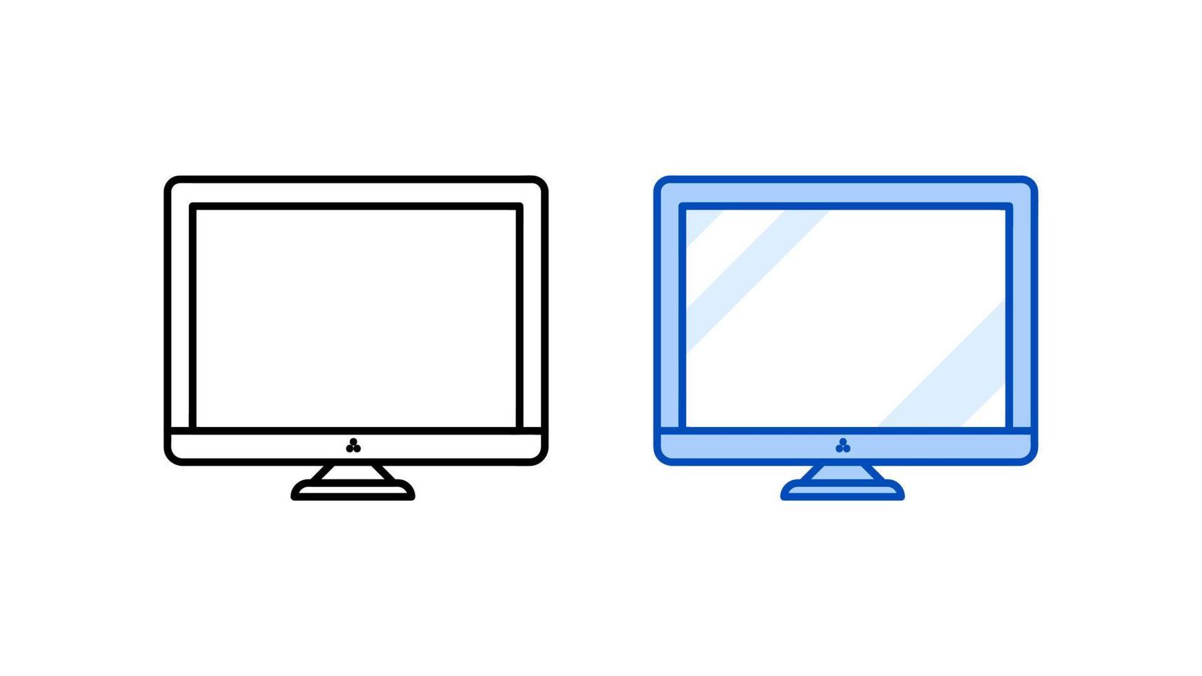 set di icone del computer desktop. icona lineare moderna della raccolta di computer semplice impostata pronta come modello. scarica un vettore di computer semplice, colorato e lineare. sfondo bianco.