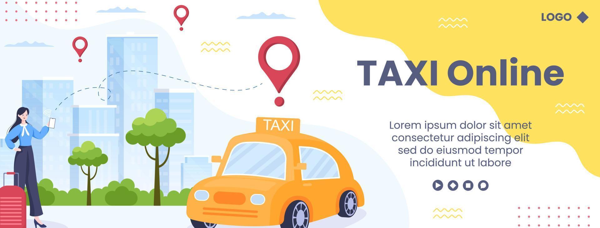 prenotazione taxi online modello di copertina del servizio di viaggio illustrazione piatta modificabile di sfondo quadrato per social media o web internet vettore