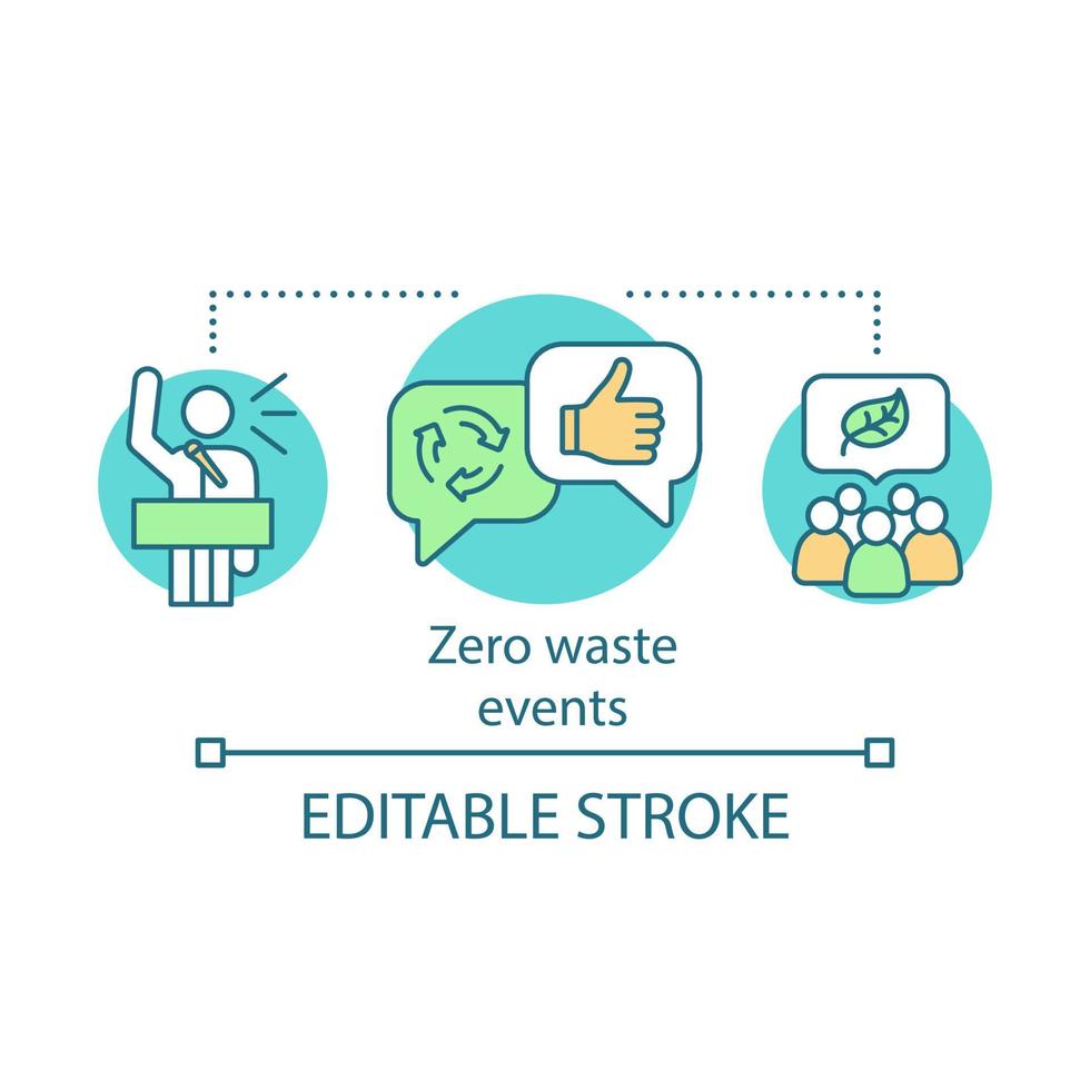 icona del concetto di scelte ed eventi zero rifiuti. gestione dei rifiuti, illustrazione di una linea sottile di idea di stile di vita ecocompatibile. incontro ecologico, protesta. disegno di contorno isolato vettoriale. tratto modificabile vettore