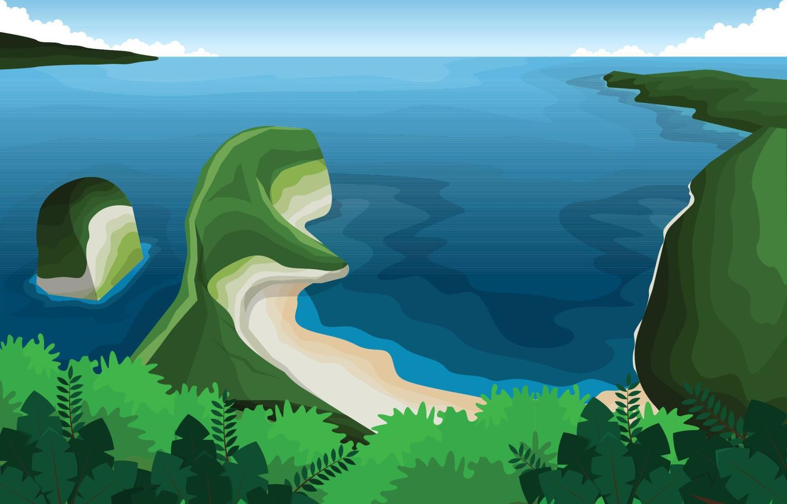 isola spiaggia mare estate paesaggio vista nusa penida bali illustrazione vettore