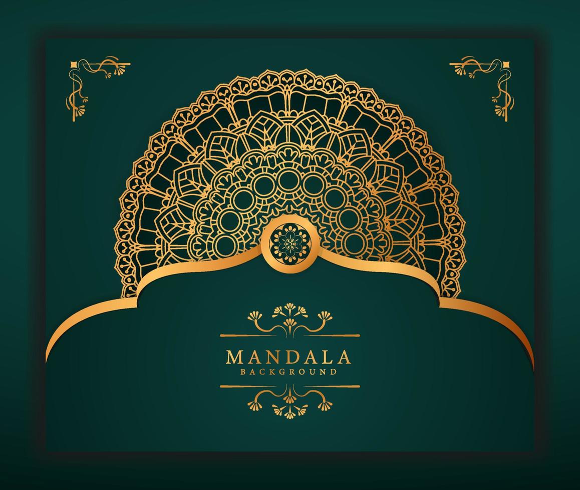 sfondo moderno mandala di lusso con stile dorato. questo design perfetto per sfondo ramadan, biglietto d'invito, sfondo decorativo, stampa, banner, poster, copertina, brochure, volantino ecc. vettore