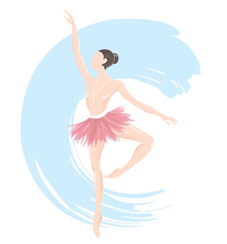 ballerina della donna, icona di logo di balletto per l&#39;illustrazione di vettore dello studio di ballo della scuola di balletto