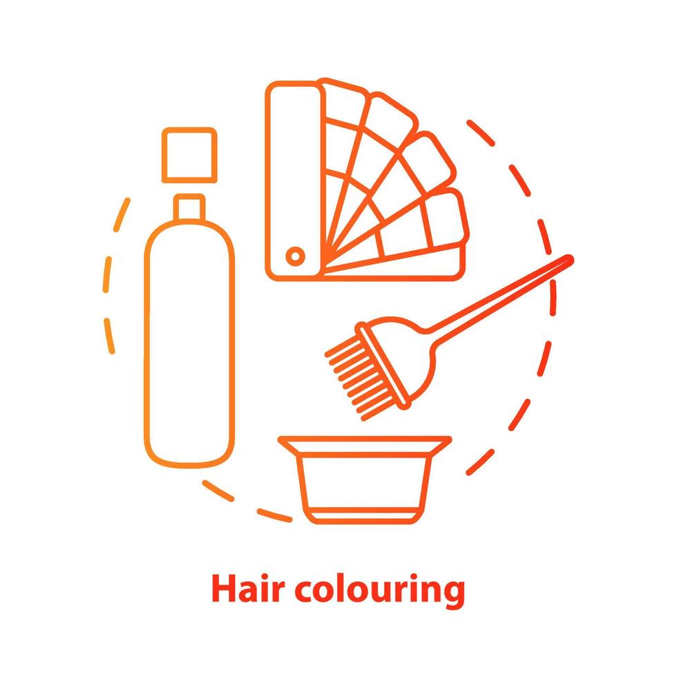 icona blu del concetto di colorazione dei capelli. illustrazione della linea sottile dell'idea dell'evidenziazione dei capelli e della tintura. parrucchiere, parrucchiere. disegno di contorno isolato vettore gradiente rosso. tratto modificabile