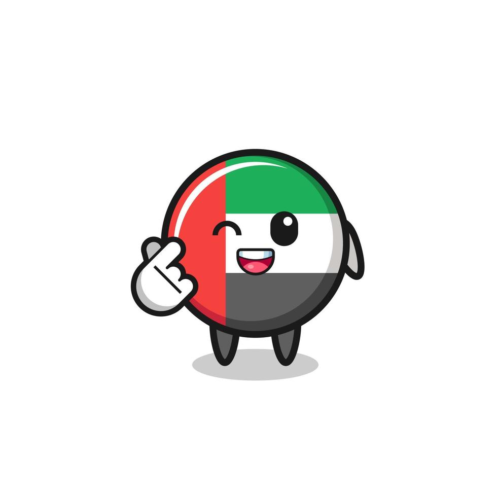 personaggio della bandiera degli Emirati Arabi Uniti che fa il cuore del dito coreano vettore