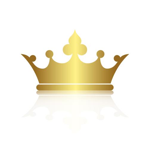Simbolo della corona con l&#39;isolato di colore dell&#39;oro su fondo bianco, illustrazione di vettore