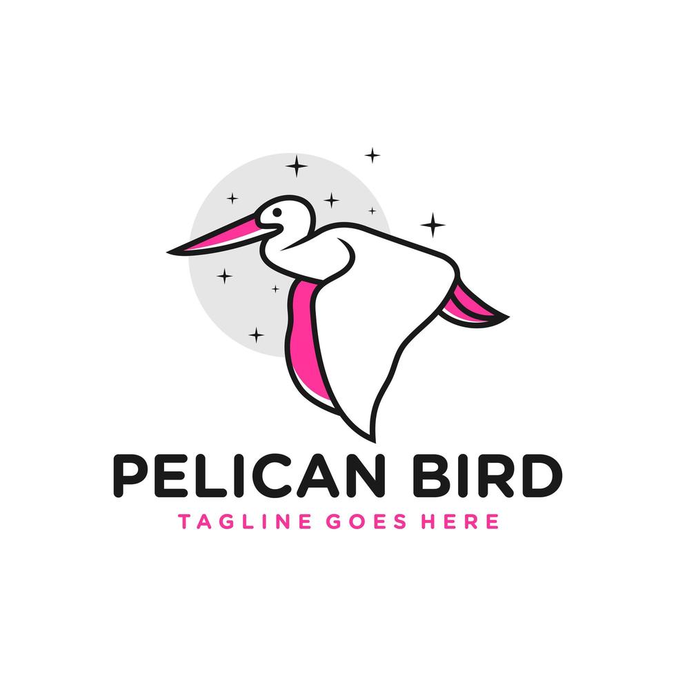 logo dell'illustrazione di ispirazione del profilo dell'uccello del pellicano vettore