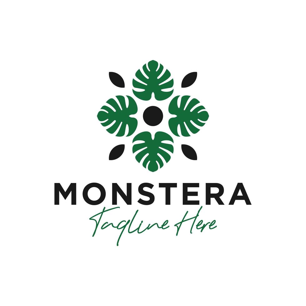 disegno del logo dell'illustrazione di vettore del petalo di monstera