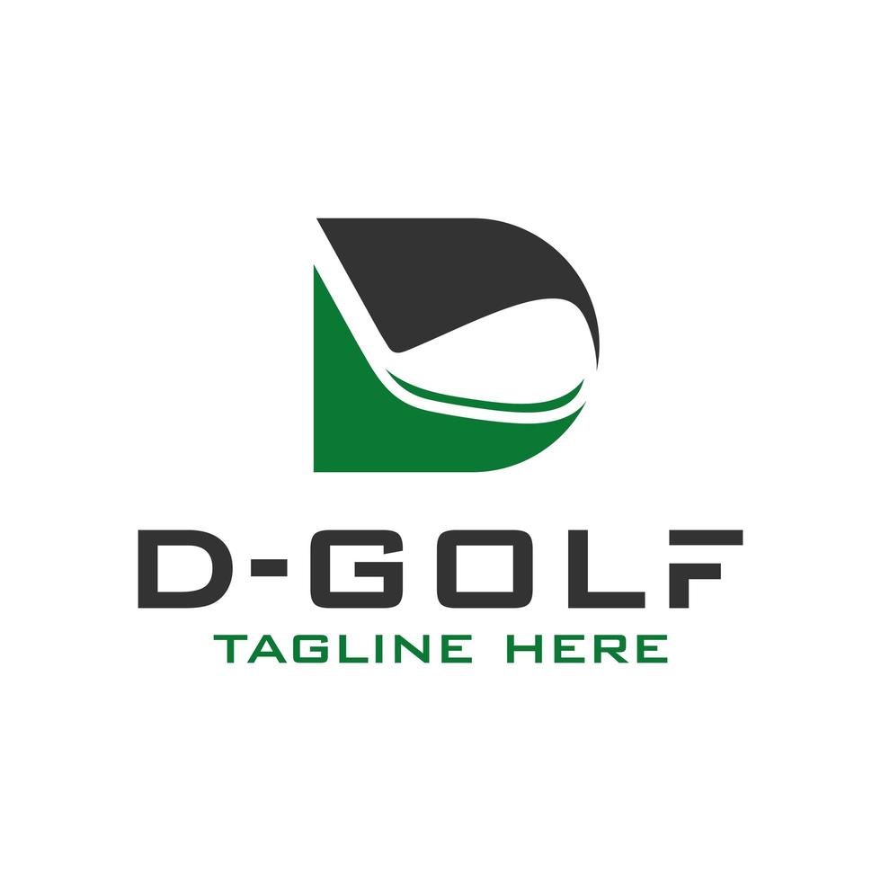 logo dell'illustrazione di ispirazione sportiva di golf con la lettera d vettore