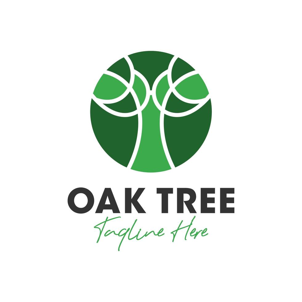 disegno del logo dell'illustrazione di ispirazione del profilo dell'albero di quercia vettore
