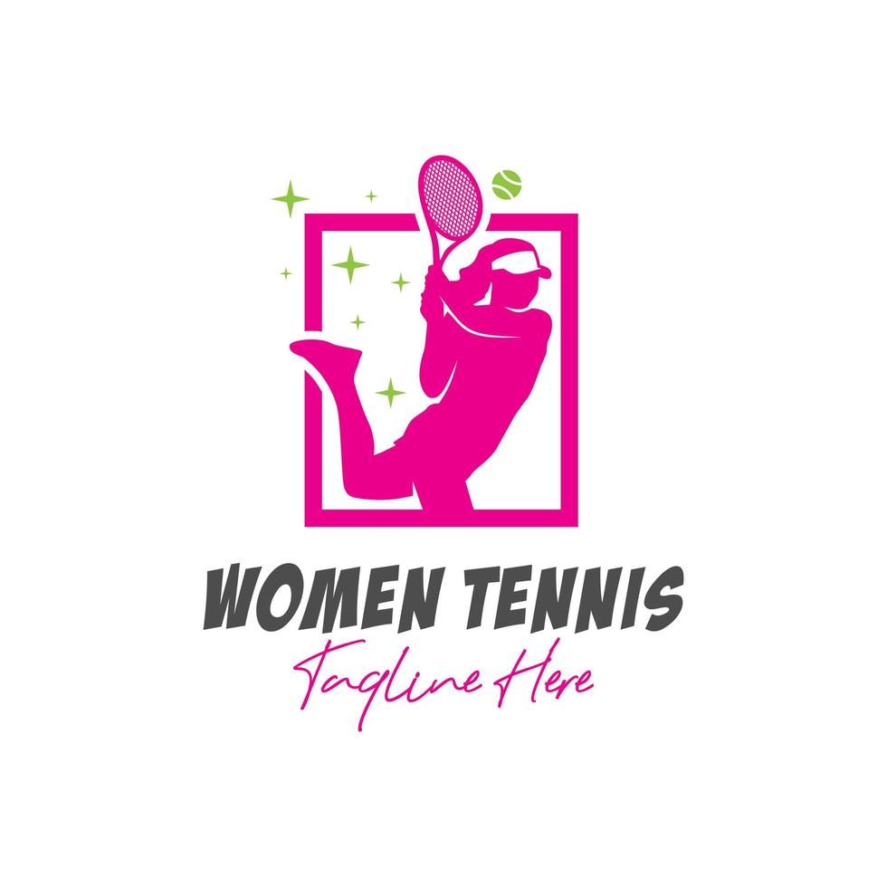 logo dell'illustrazione di ispirazione sportiva di tennis delle donne vettore
